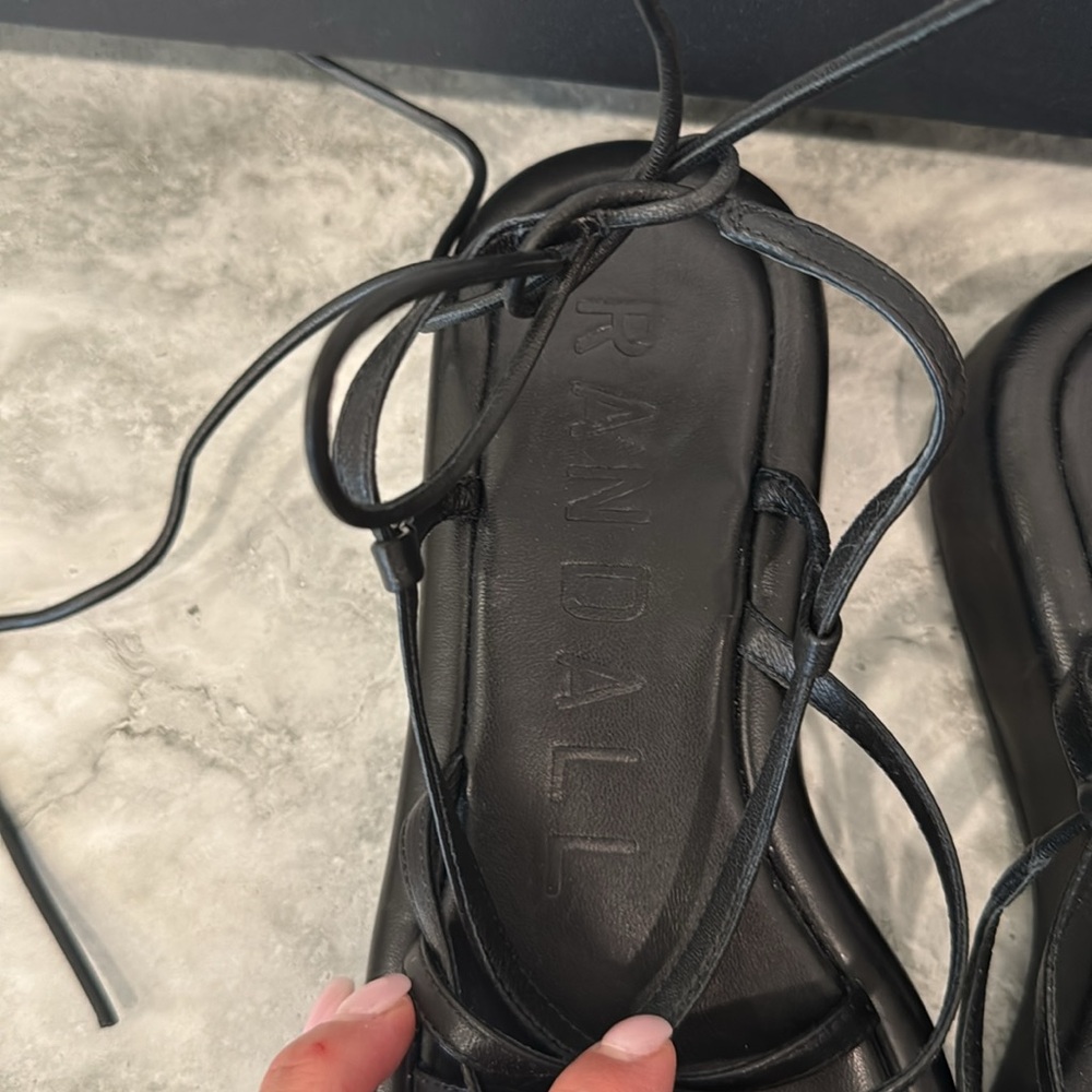 Loeffler Randall Black Strappy Ankle Women's Sandals - Picture 4 of 7